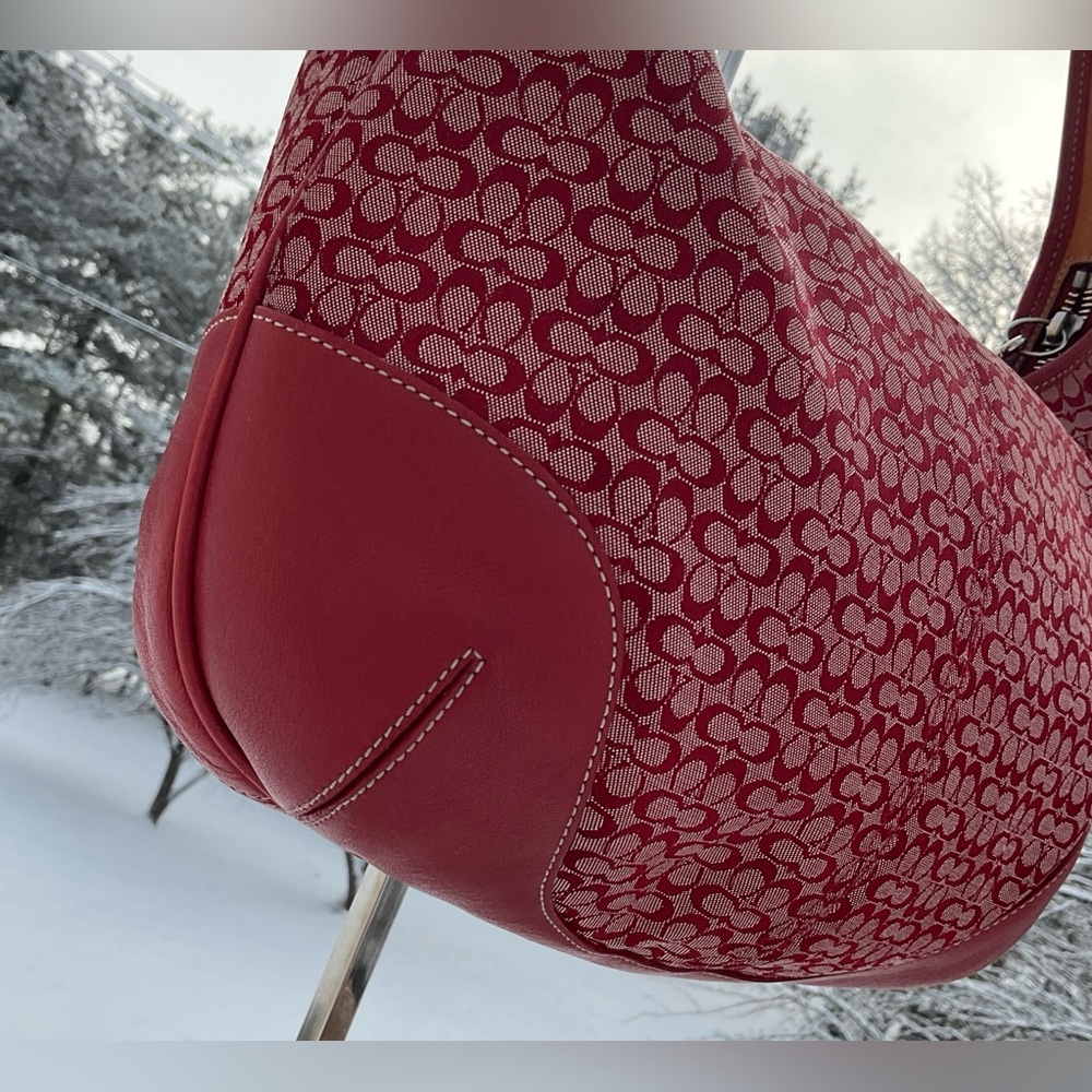 COACH Vintage 6617 Ergo Hobo – Y2K Red Signature – EUC! ✨ - Picture 5 of 12